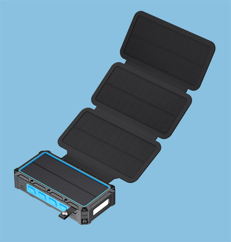 Hand Crank Solar Power Bank 20000mAh with 4 Solar Panel Wireless Charger Powerbank for iPhone 15 Huawei Xiaomi Samsung Poverbank