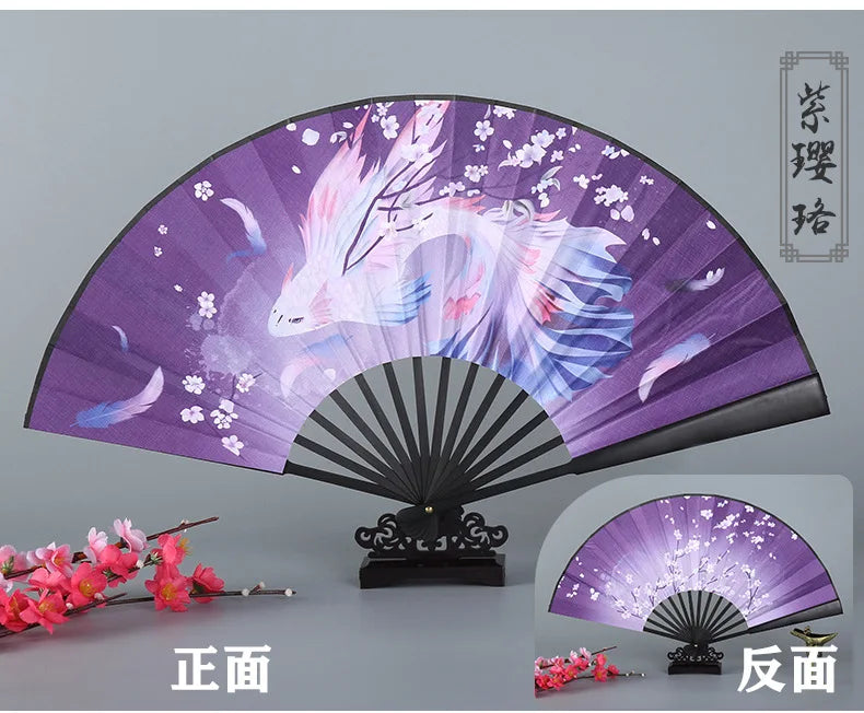 Ancient Style Series Folding Hand Held Fan Female Dance Hanfu Ancient Costume With Fan Nine-Tailed-Fox Chinese Style Straight