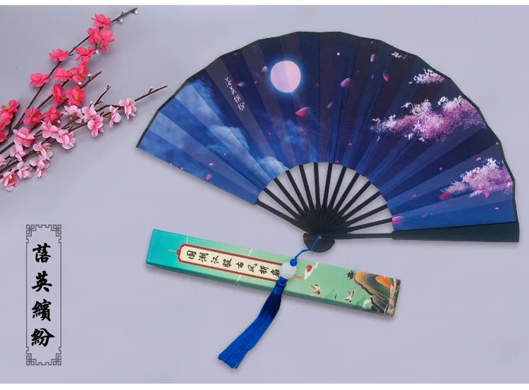 Ancient Style Series Folding Hand Held Fan Female Dance Hanfu Ancient Costume With Fan Nine-Tailed-Fox Chinese Style Straight