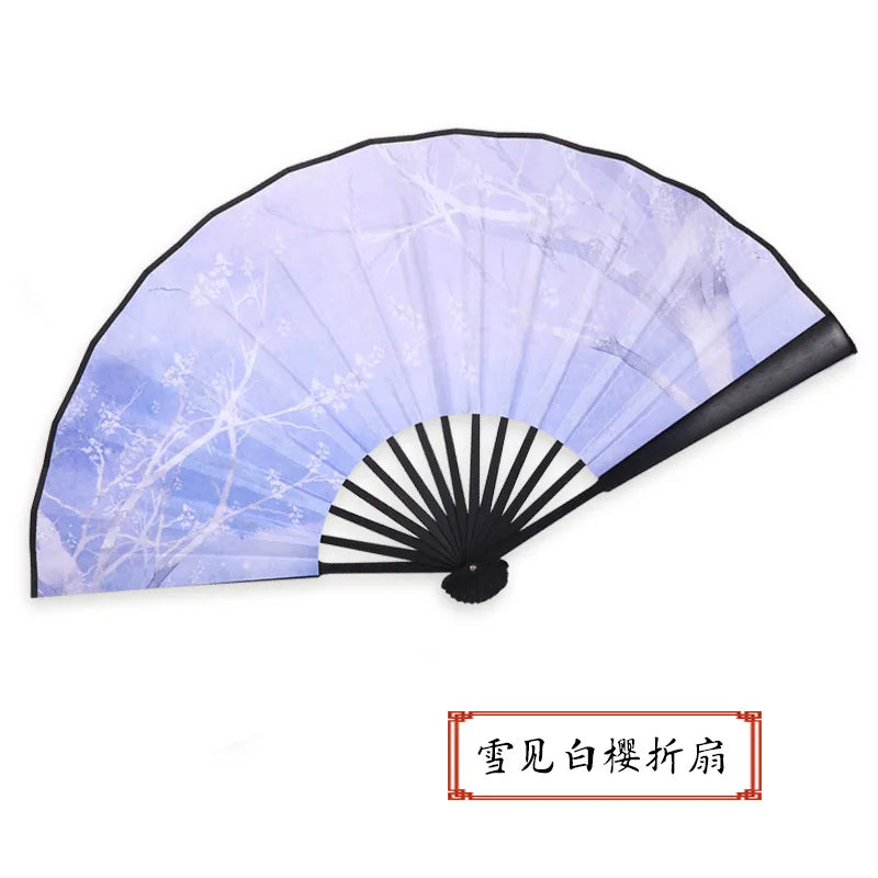 Ancient Style Series Folding Hand Held Fan Female Dance Hanfu Ancient Costume With Fan Nine-Tailed-Fox Chinese Style Straight