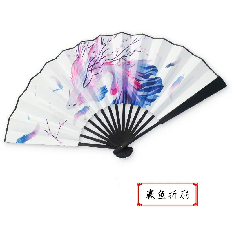 Ancient Style Series Folding Hand Held Fan Female Dance Hanfu Ancient Costume With Fan Nine-Tailed-Fox Chinese Style Straight