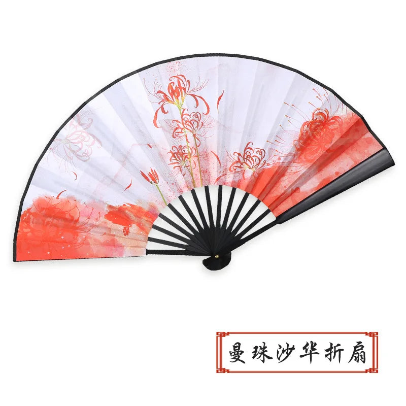 Ancient Style Series Folding Hand Held Fan Female Dance Hanfu Ancient Costume With Fan Nine-Tailed-Fox Chinese Style Straight