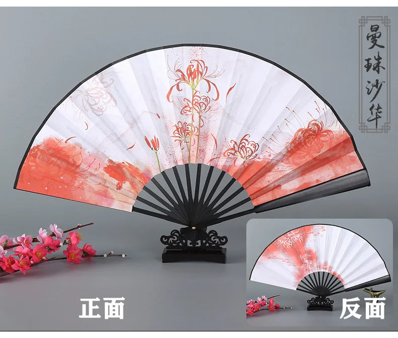 Ancient Style Series Folding Hand Held Fan Female Dance Hanfu Ancient Costume With Fan Nine-Tailed-Fox Chinese Style Straight