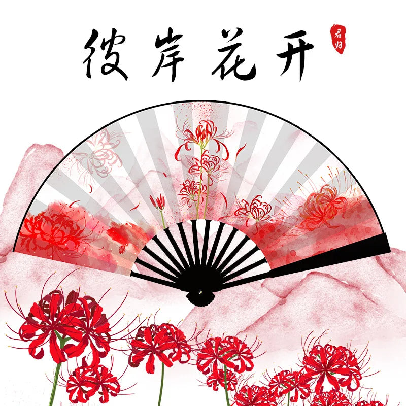 Ancient Style Series Folding Hand Held Fan Female Dance Hanfu Ancient Costume With Fan Nine-Tailed-Fox Chinese Style Straight