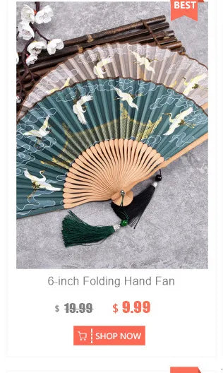 Ancient Style Series Folding Hand Held Fan Female Dance Hanfu Ancient Costume With Fan Nine-Tailed-Fox Chinese Style Straight