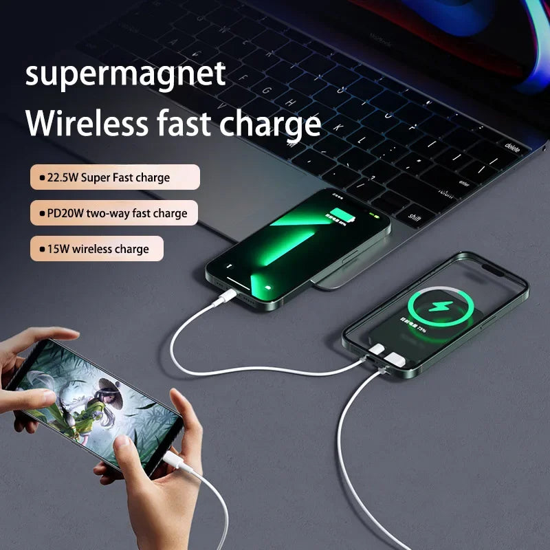 100000mAh Magnetic Power Bank Wireless Fast Charger For Magsafe Portable Auxiliary Battery Pack For iphone Huawei Samsung