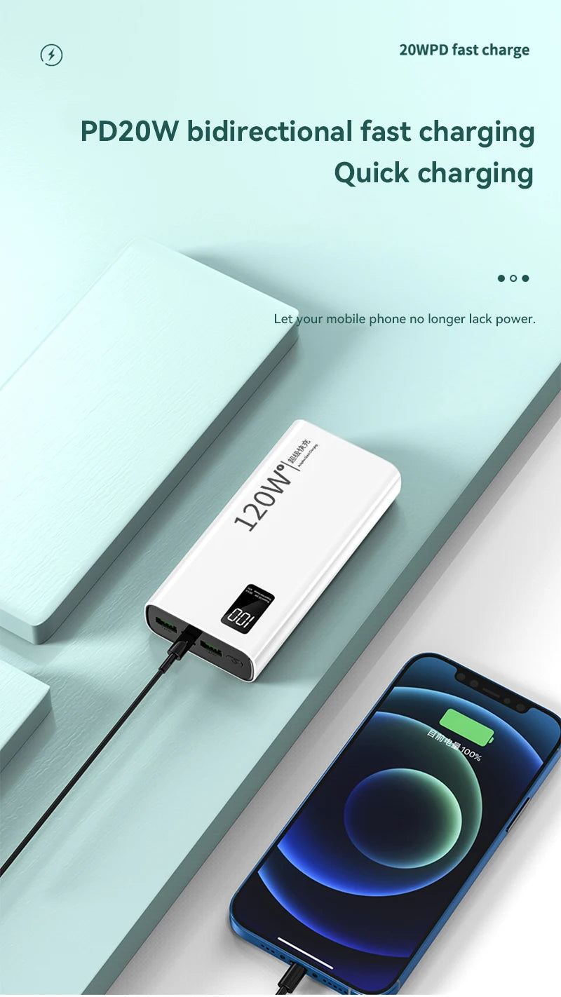 Xiaomi 120W High Capacity Power Bank 50000mAh Fast Charging Powerbank Portable Battery Charger For iPhone Samsung Huawei