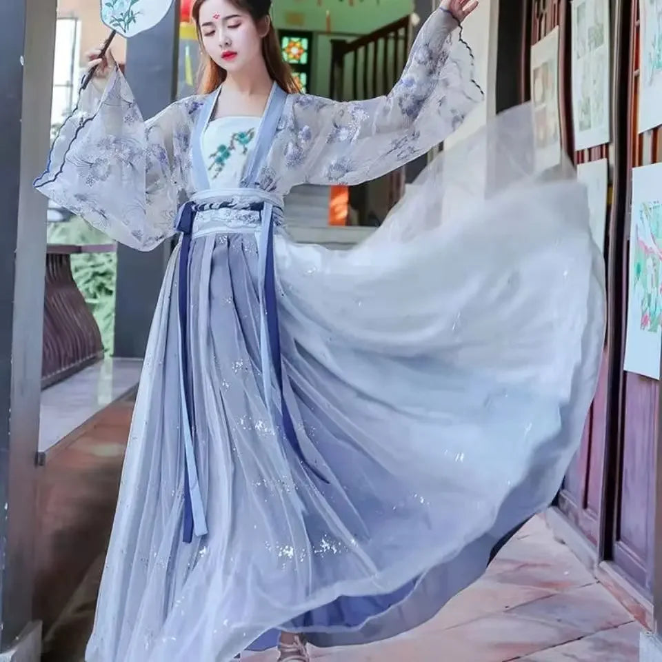 2024 Traditional Women Flower Hanfu Dress Ancient Chinese Costume Beautiful Dance Hanfu Originale Princess Tang Dynasty Robe