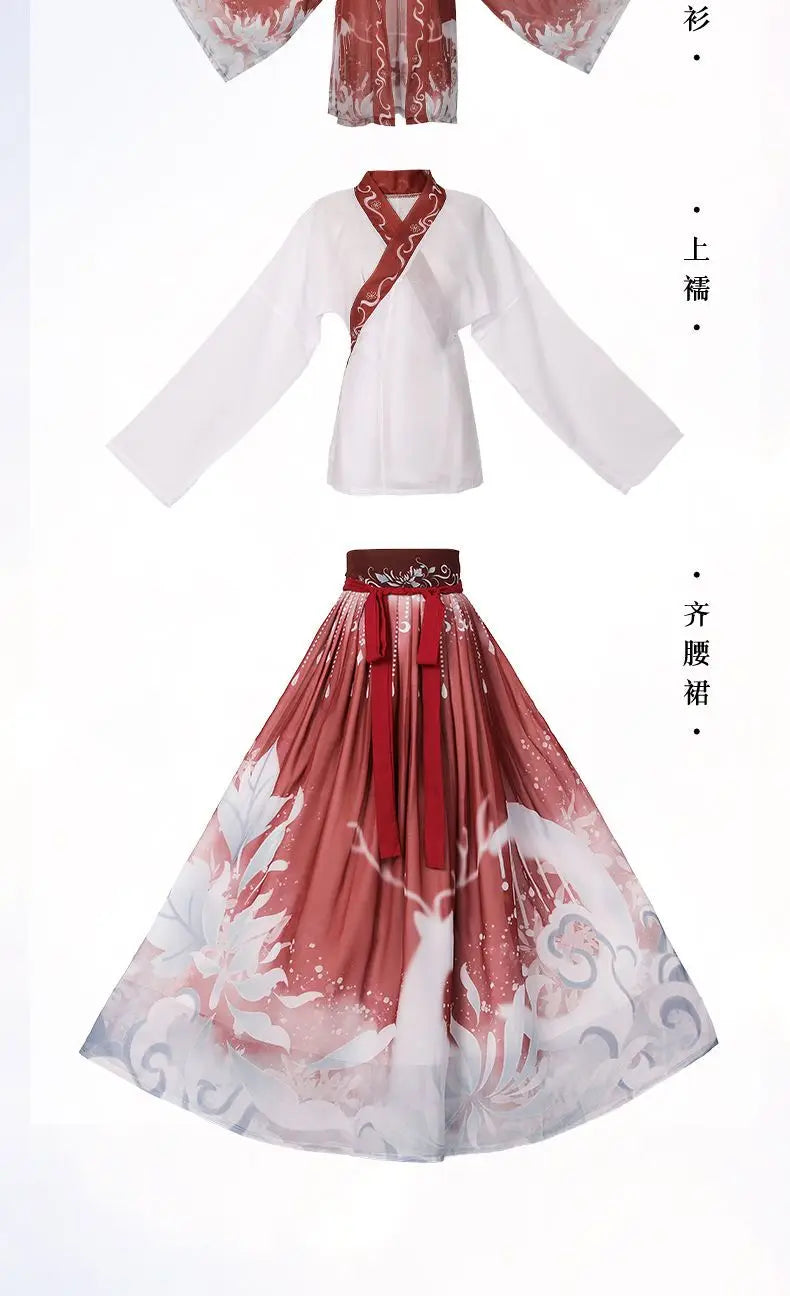 Original Hanfu 3Pcs Ancient Chinese Costume Women Clothes Traditional Hanfu Dance Costumes Folk Fairy Dress For Graduation