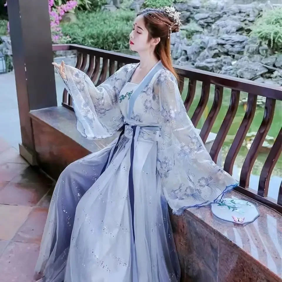 2024 Traditional Women Flower Hanfu Dress Ancient Chinese Costume Beautiful Dance Hanfu Originale Princess Tang Dynasty Robe