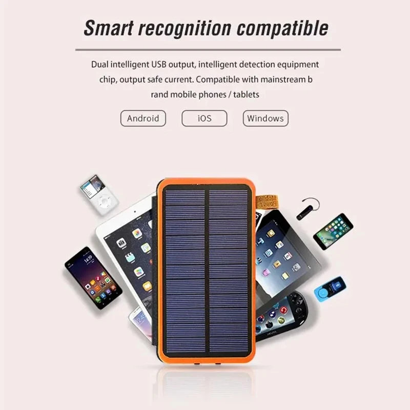 100000mah Solar Powerbank Outdoor Camping Portable Folding Waterproof Solar Energy 5v 2a Usb Output Device Sun Power For Iphone